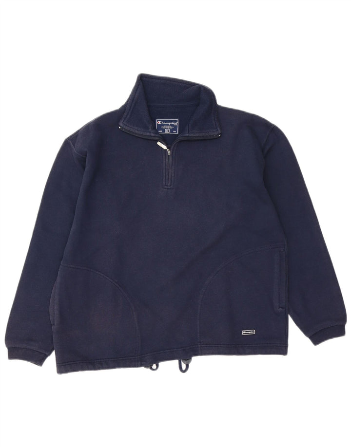 Felpa da donna con collo con zip CHAMPION, maglione UK 14, cotone blu navy medio