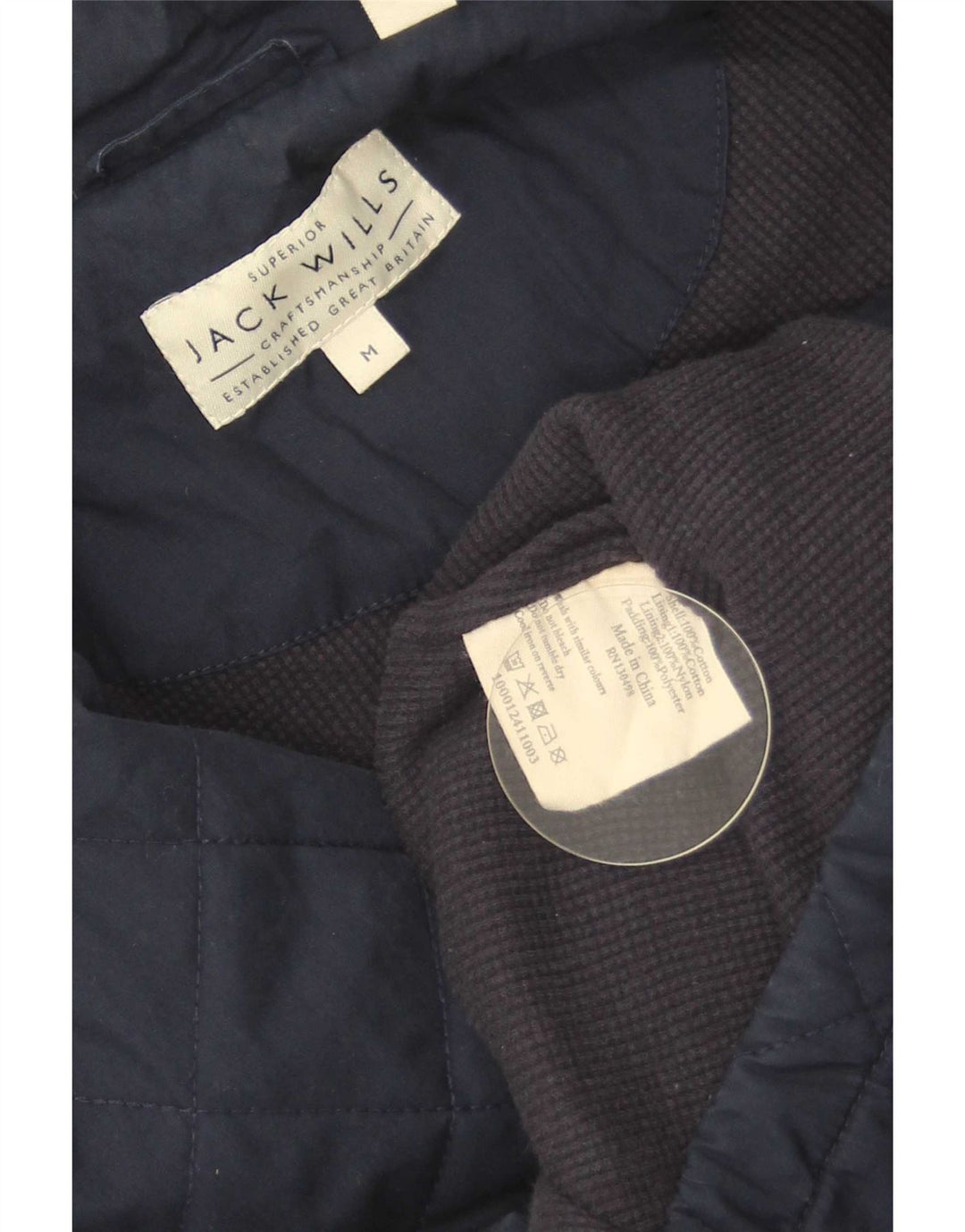 Giacca trapuntata da uomo Jack Wills UK 38 cotone medio blu navy