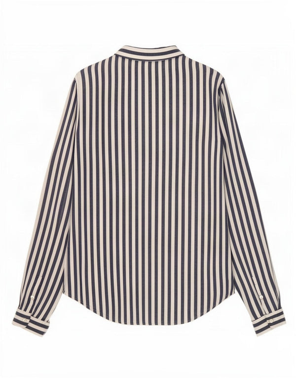 Camicia Zara da donna UK 6 XS viscosa a righe blu navy