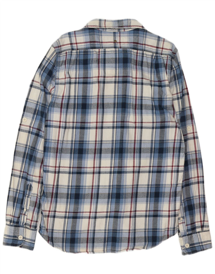 Camicia da uomo in flanella SUPERDRY XL in cotone scozzese blu