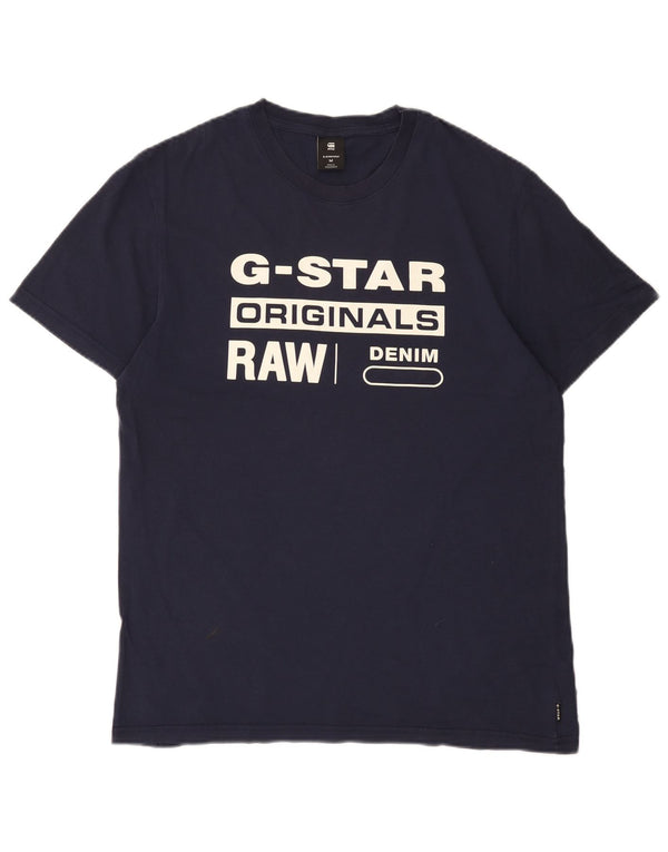 G-Star Mens Graphic T-Shirt Top Medium Navy Blue Cotton
