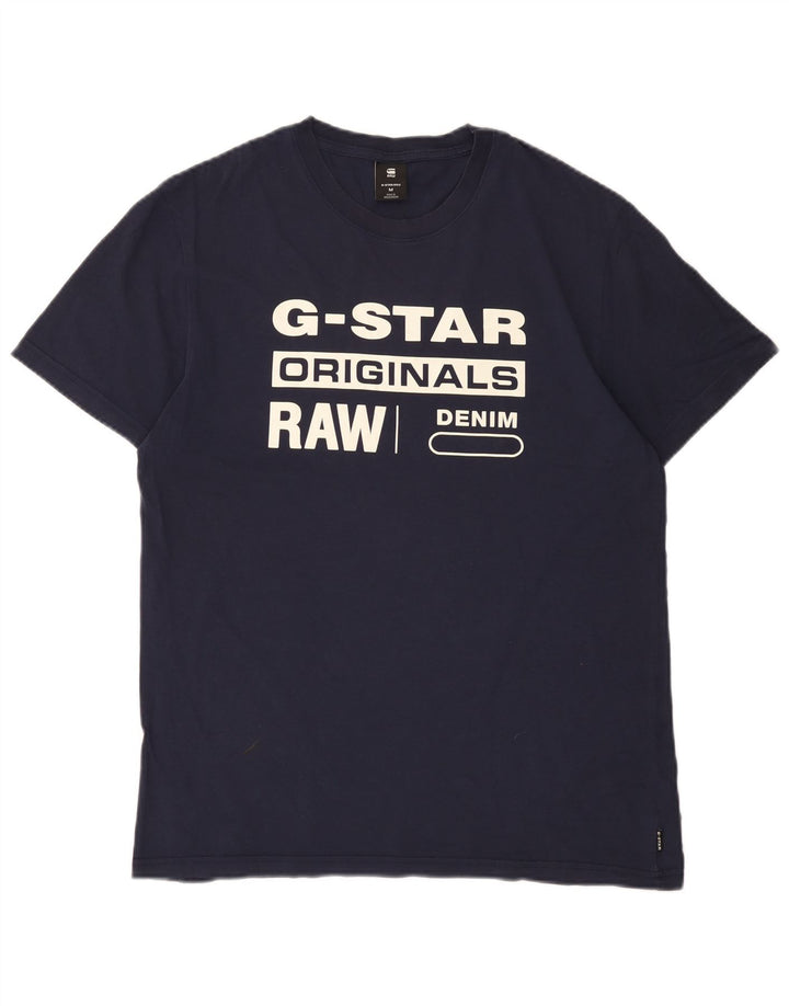 T-shirt grafica da uomo G-Star Top in cotone blu navy medio