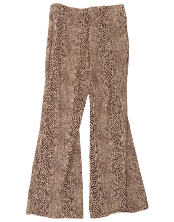 Topshop Pantaloni casual da donna UK 12 Medi W28 L30 Beige Stampa animalier