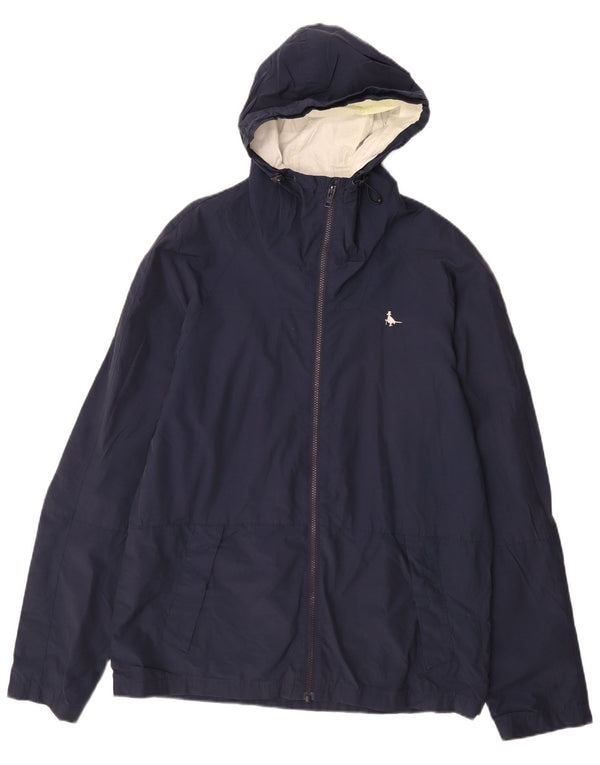 Giacca antipioggia con cappuccio da uomo Jack Wills UK 40 grande cotone blu navy