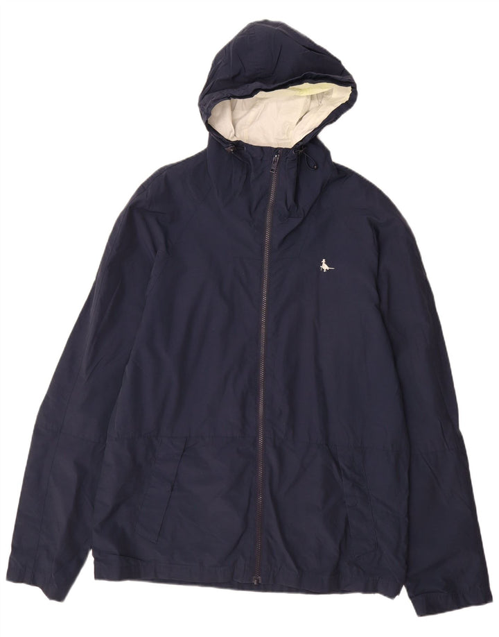 Giacca antipioggia con cappuccio da uomo Jack Wills UK 40 grande cotone blu navy