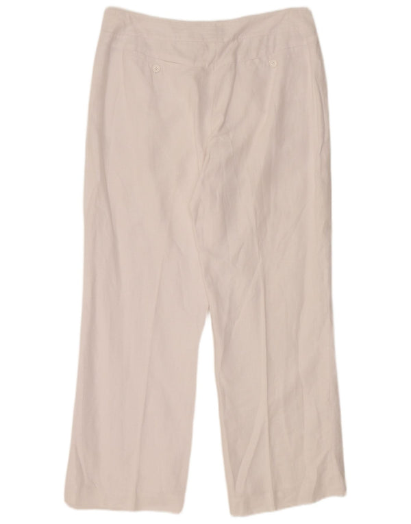 Jaeger Womens Straight Suit Trousers UK 14 Large W34 L29 White Linen