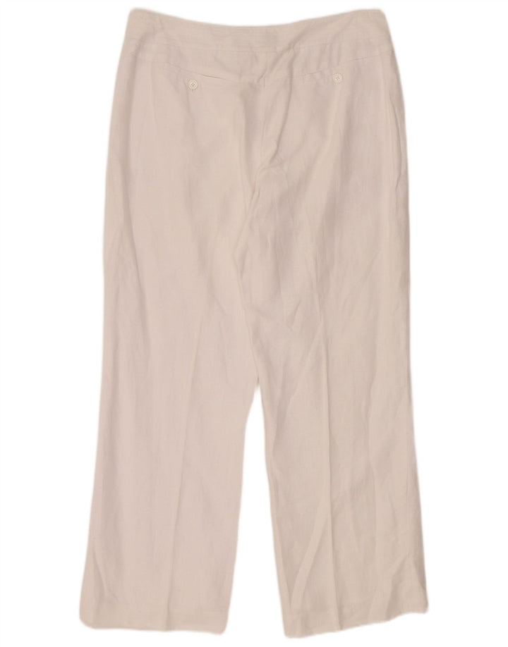 Pantaloni da abito dritti da donna Jaeger UK 14 Large W34 L29 Lino bianco