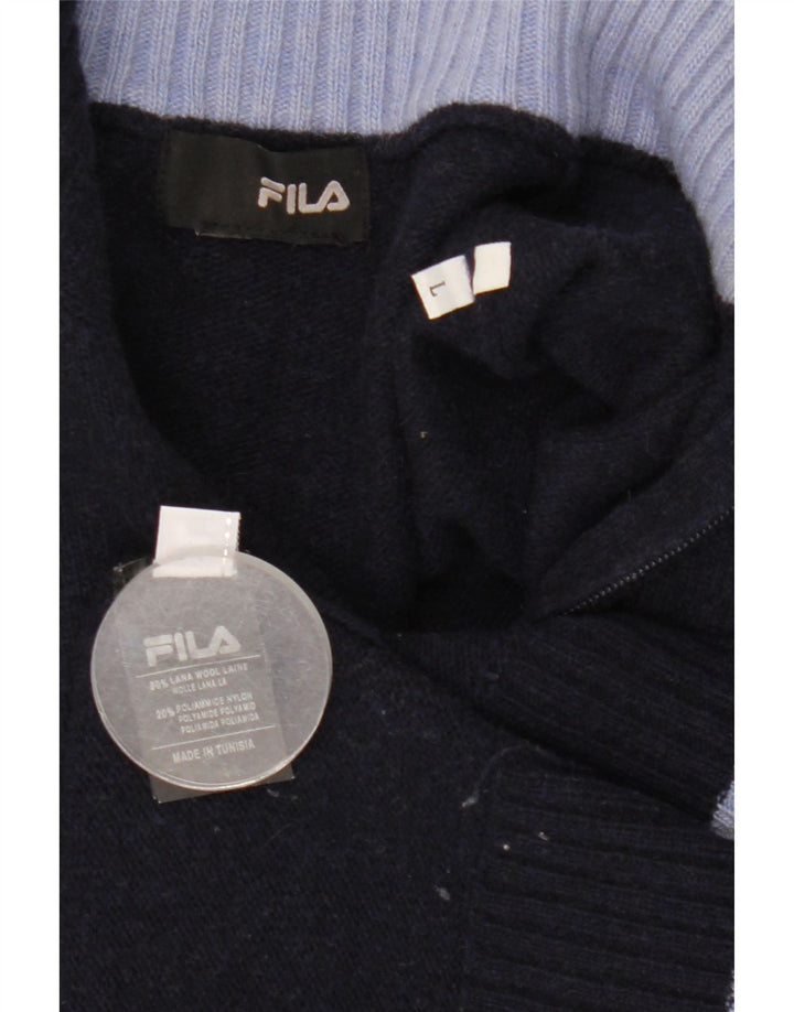 Maglione Fila da uomo con zip e collo grande in lana blu navy
