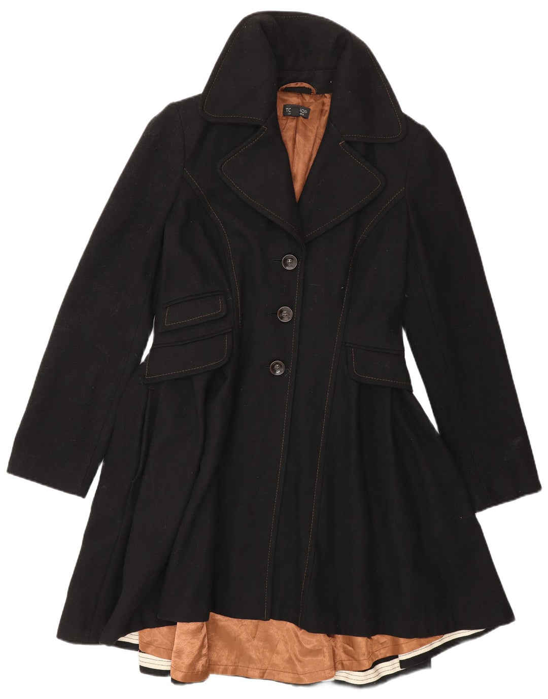 Cappotto da principessa da donna Topshop UK 12 lana nera media