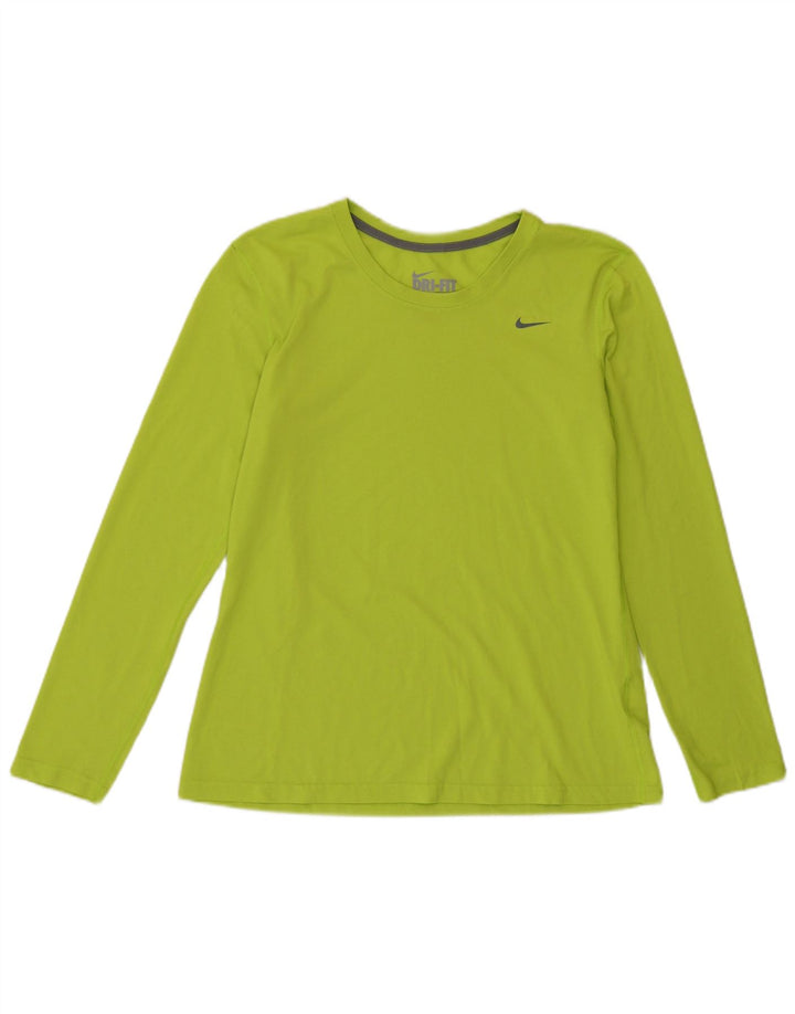 Nike Donna Dri Fit Regular Fit Top Manica Lunga UK 14 Verde Medio
