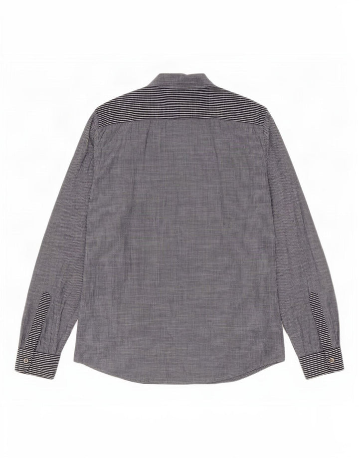Desigual Camicia grafica da uomo grande gessato blu