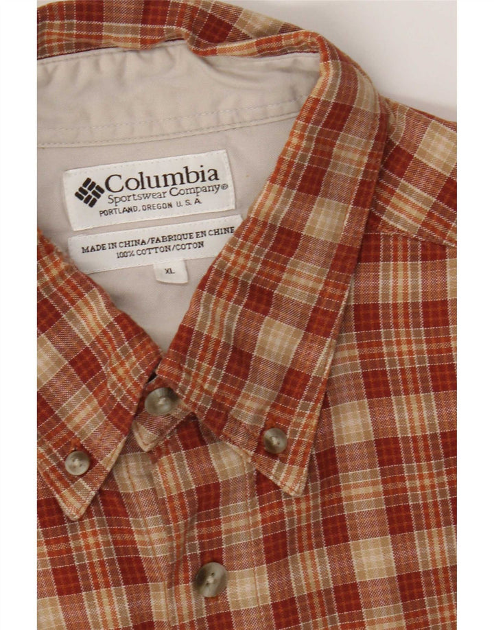 Camicia in flanella da uomo Columbia XL in cotone a quadri arancione
