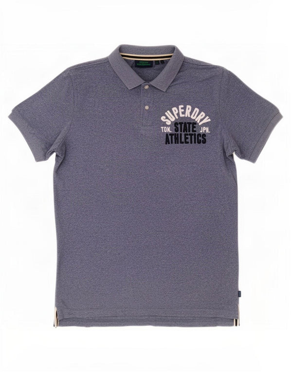 Polo grafica da uomo Superdry grande in cotone chiazzato blu