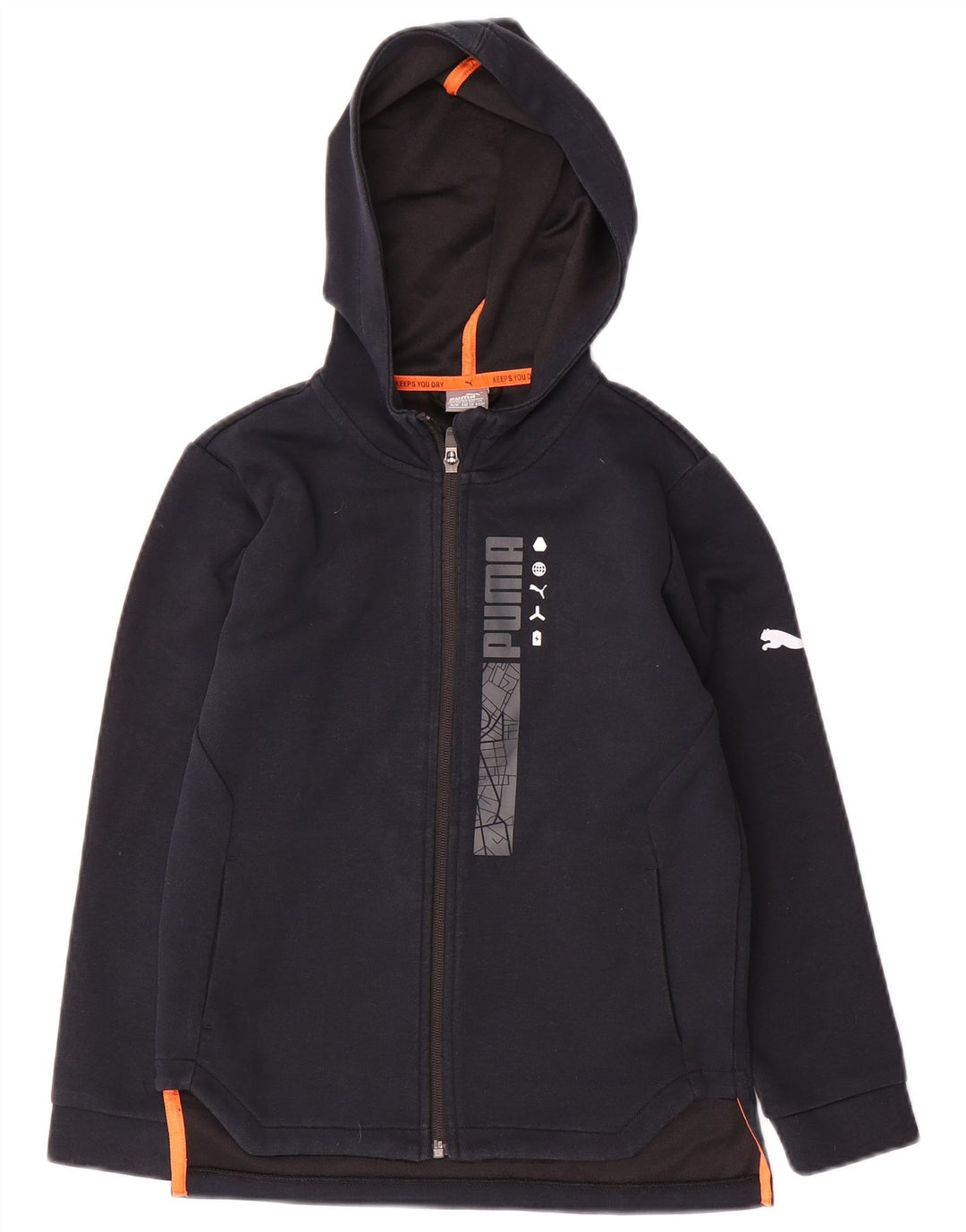 Felpa con cappuccio e zip grafica Puma da bambino 9-10 anni in poliestere blu navy