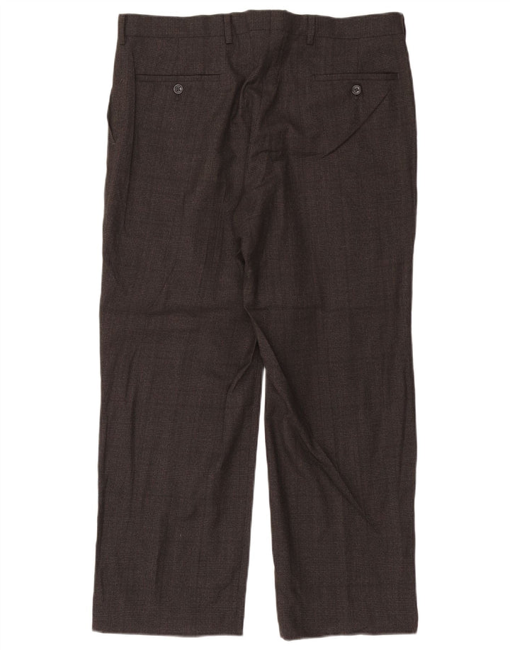 CALVIN KLEIN Pantaloni da abito dritti da uomo W34 L27 a quadri marroni