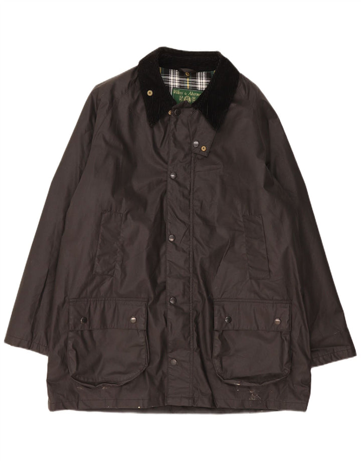 Giacca da uomo in cotone cerato Wikes & Akerman UK 42 XL poliestere nero