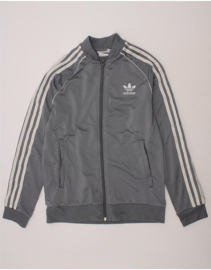ADIDAS Boys Tracksuit Top Jacket 11-12 Years Grey Polyester Vintage Adidas and Second-Hand Adidas from Messina Hembry 