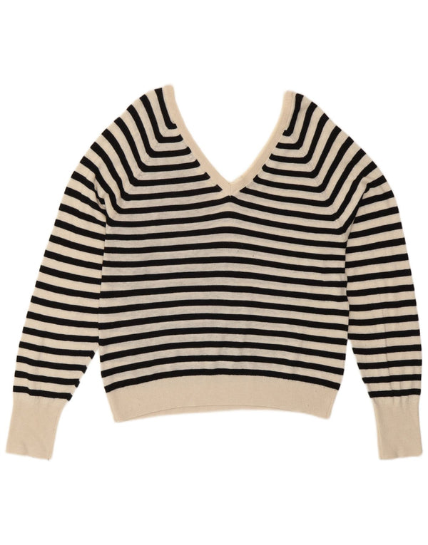 Maglione Zara da donna con scollo a V UK 18 XL a righe nere