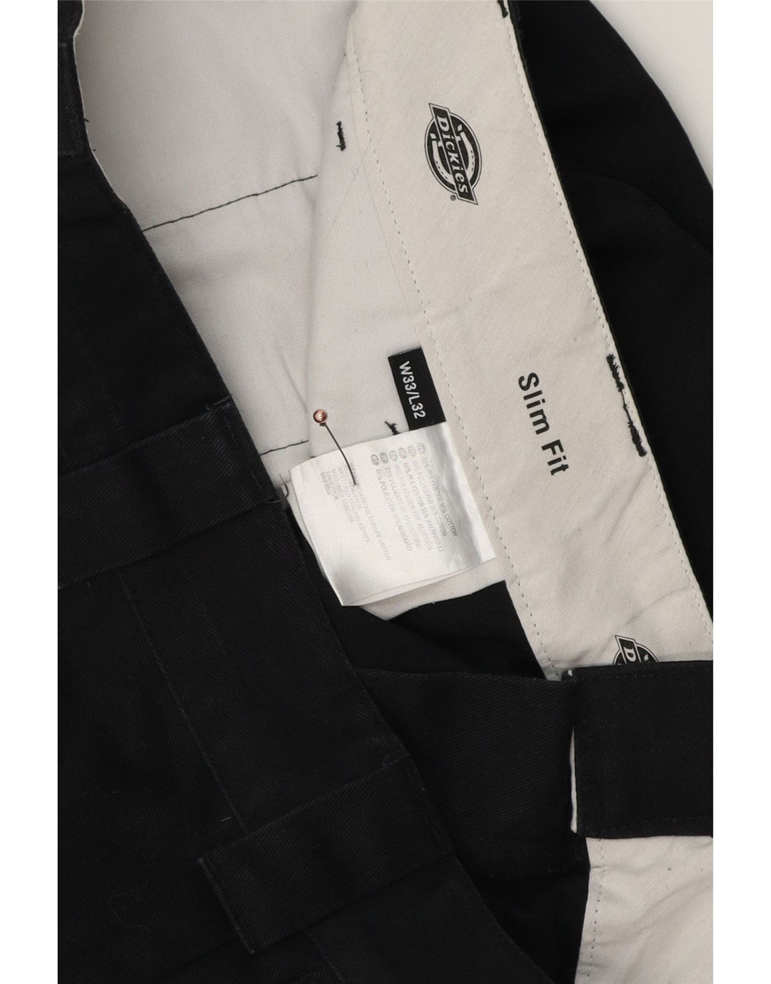 Pantaloni chino slim fit da uomo Dickies W33 L32 poliestere nero