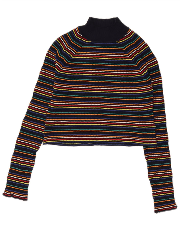 Maglione a collo alto da donna Zara UK 12 a righe multicolori medie