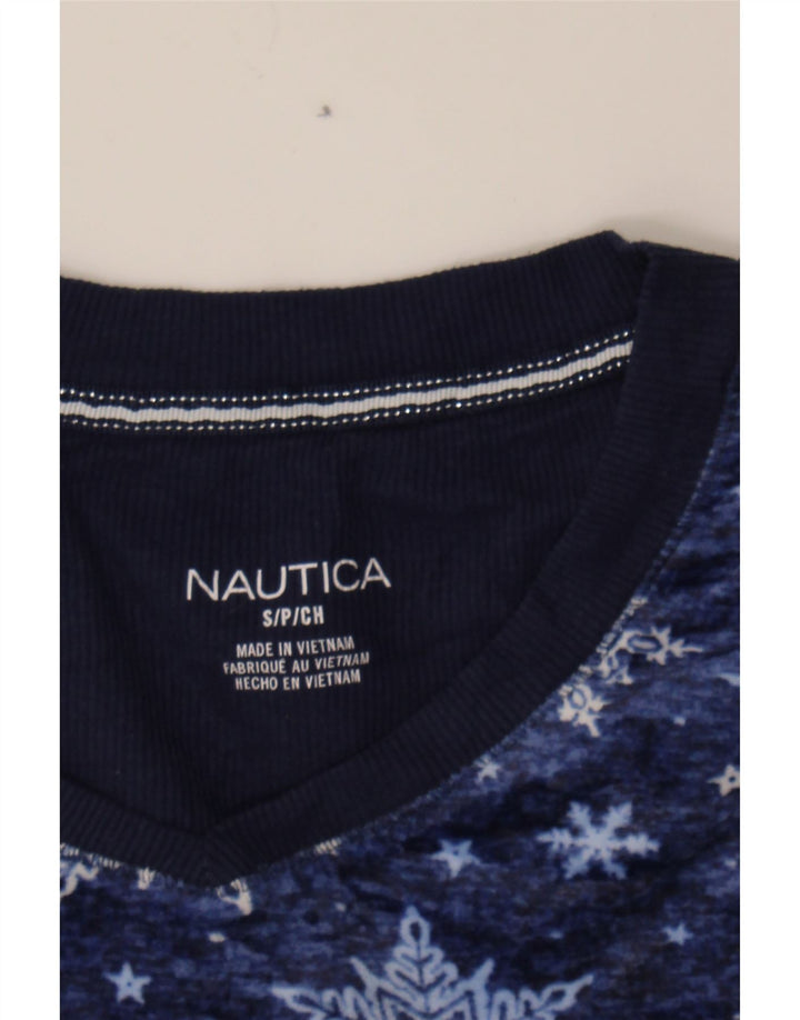 NAUTICA Womens Oversized Top Long Sleeve UK 10 Small Navy Blue Fair Isle Vintage Nautica and Second-Hand Nautica from Messina Hembry 