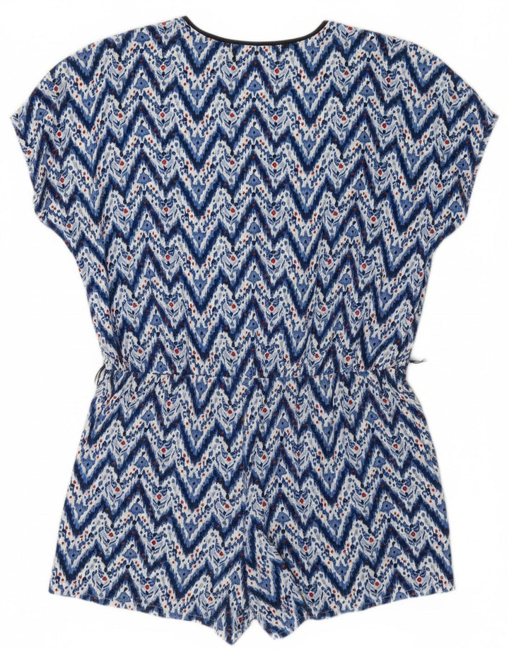 PEPE JEANS Womens Playsuit UK 16 Large Blue Chevron