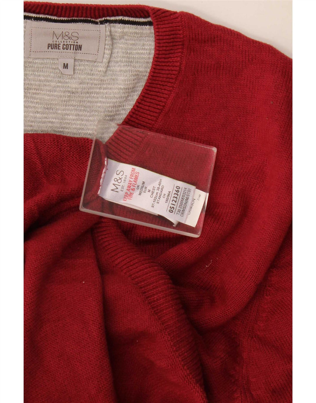 Maglione da uomo con scollo a V Marks & Spencer in cotone rosso medio