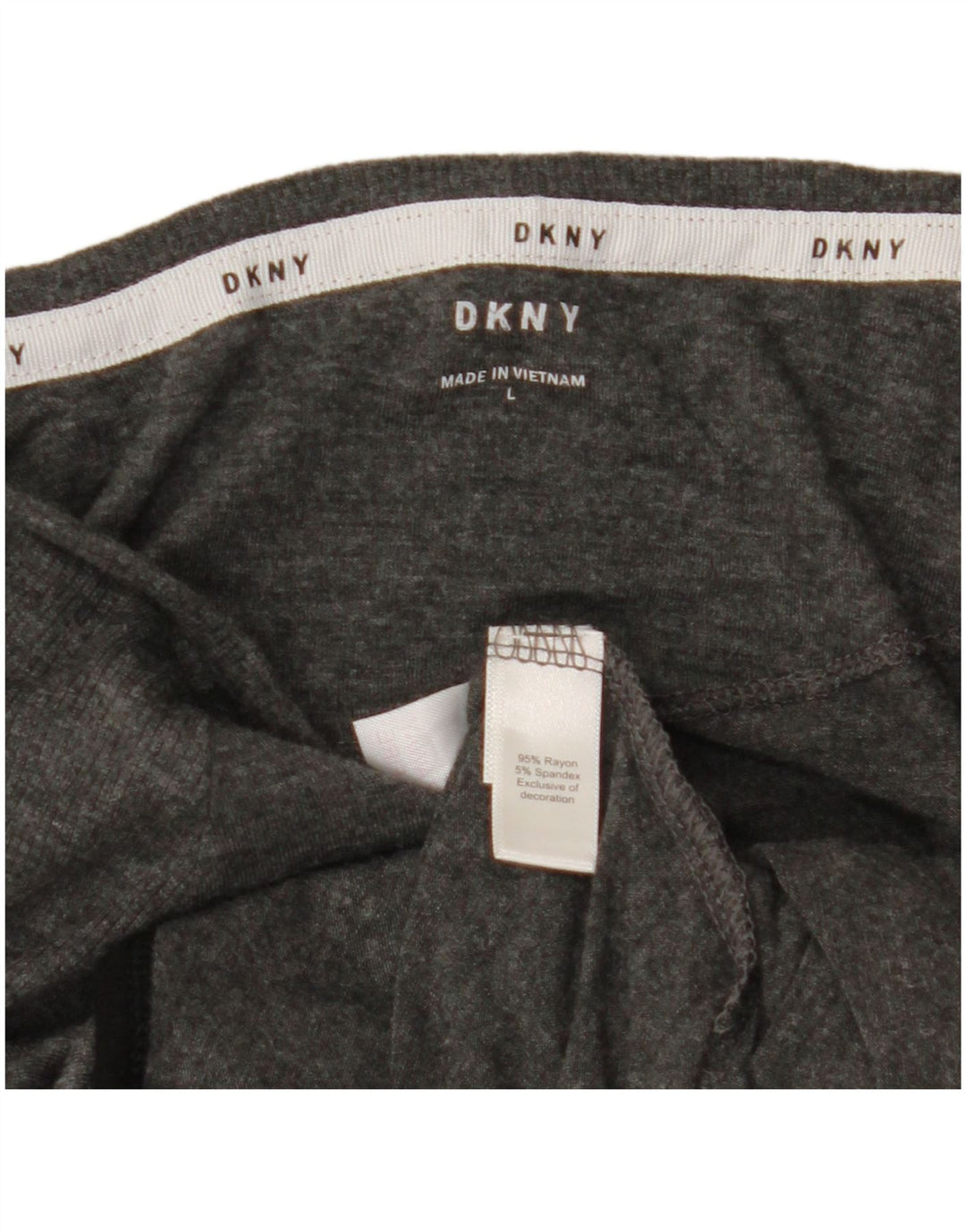 DKNY Top da donna con spalle scoperte manica lunga UK 16 Large Rayon grigio