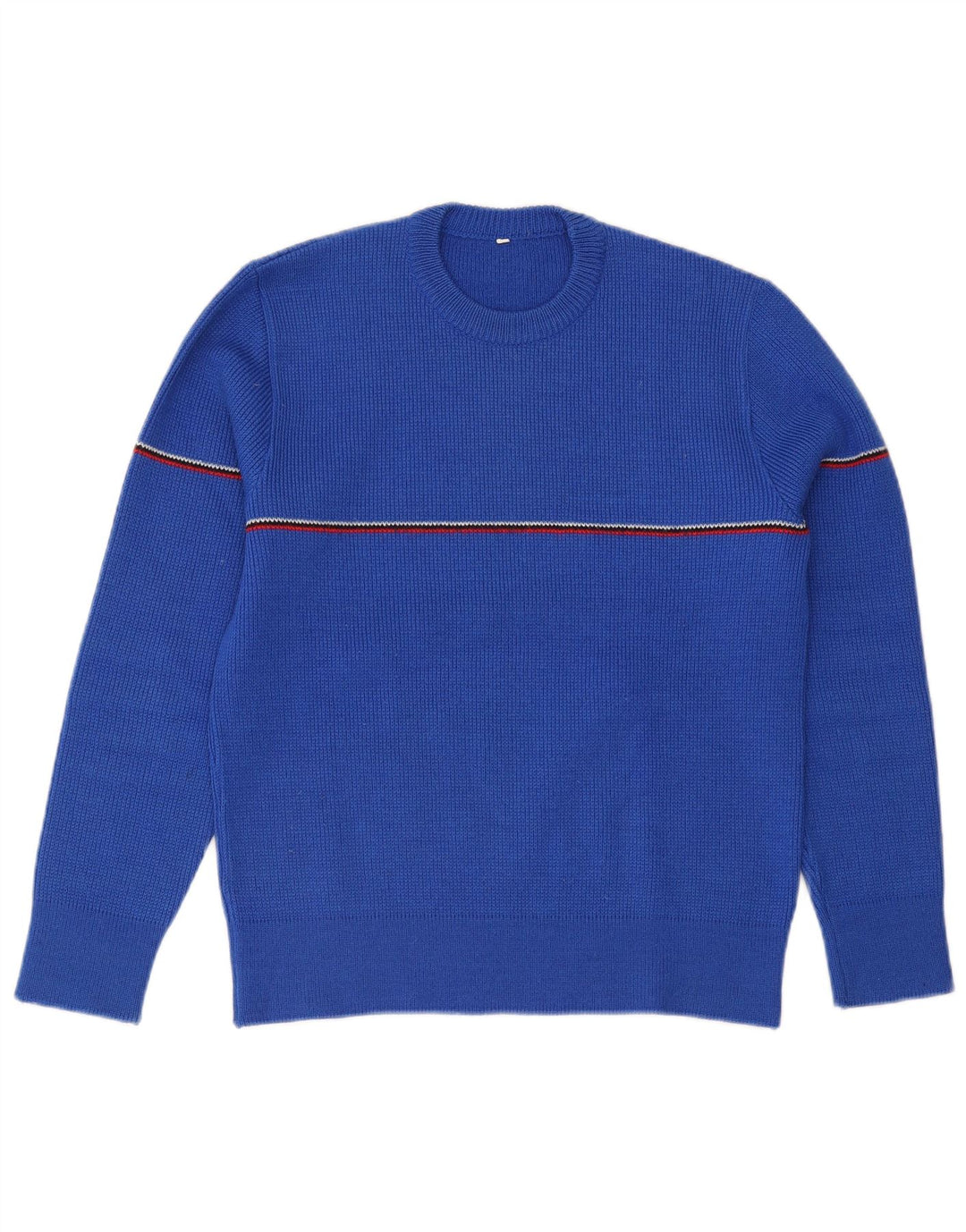 Maglione girocollo da uomo vintage in lana a righe piccole blu