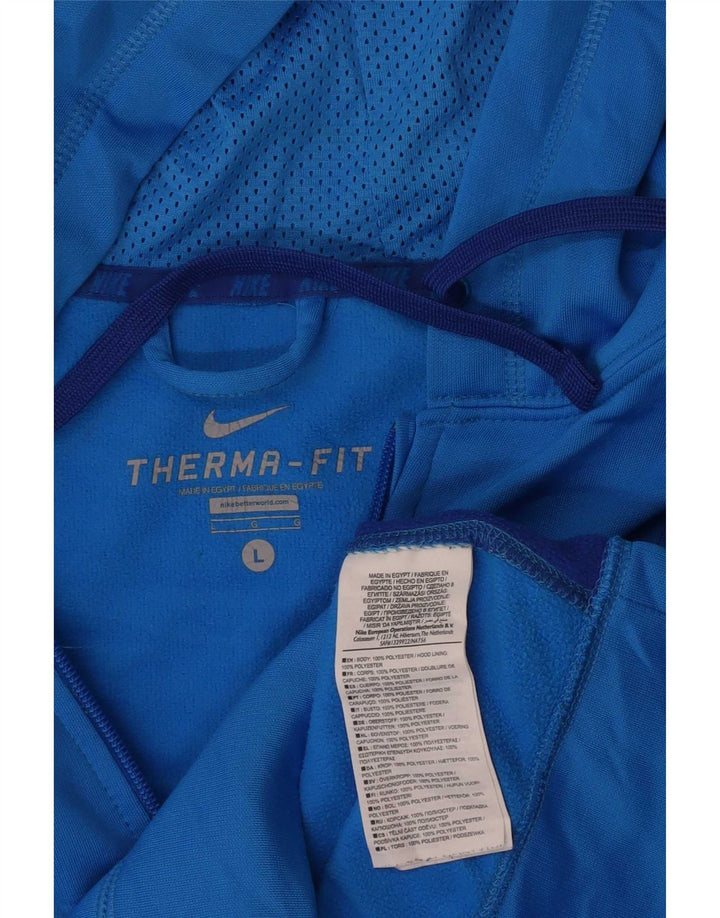 Felpa con cappuccio e zip Nike Therma-Fit da uomo, grande, in poliestere color block blu