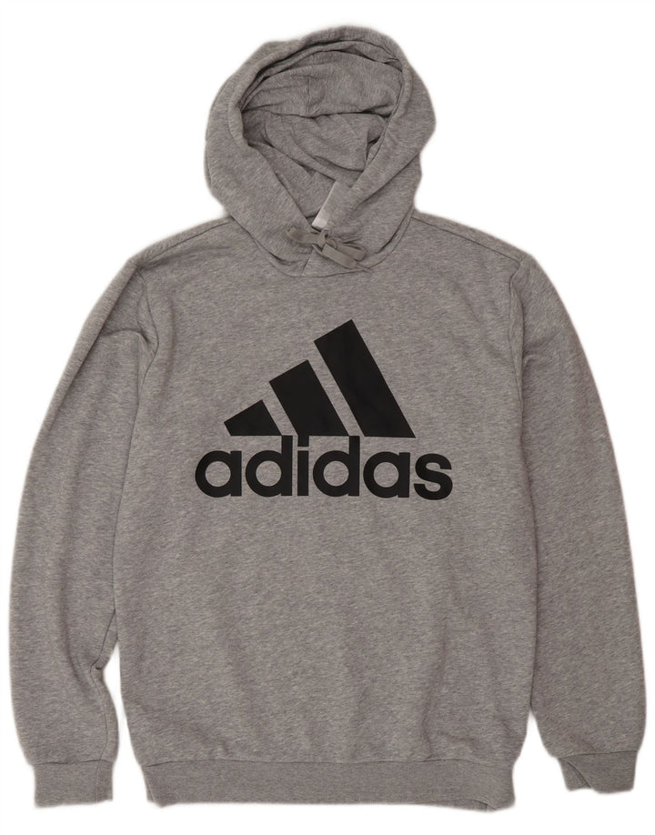 Maglione con cappuccio grafico da uomo ADIDAS piccolo in cotone grigio