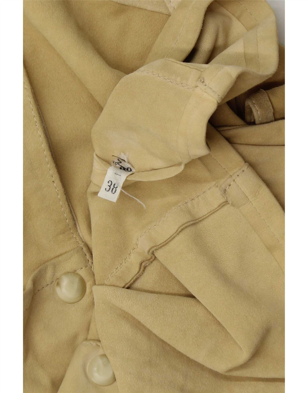 Camicetta vintage in pelle scamosciata oversize con maniche a 3/4 da donna EU 38 Giallo medio