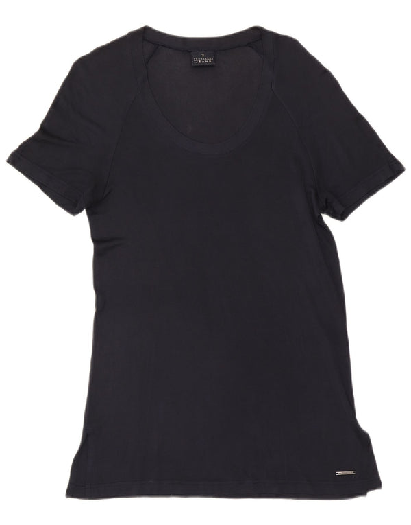 Abito T-shirt da donna Trussardi Jeans UK 14 Large in viscosa blu navy