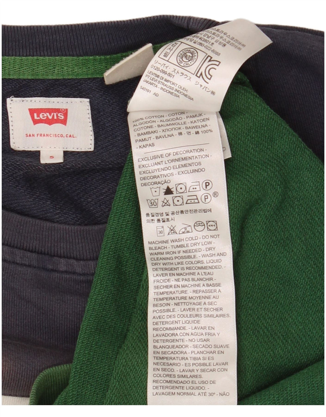 Levi's Felpa con grafica da uomo Maglione piccolo in cotone color block verde