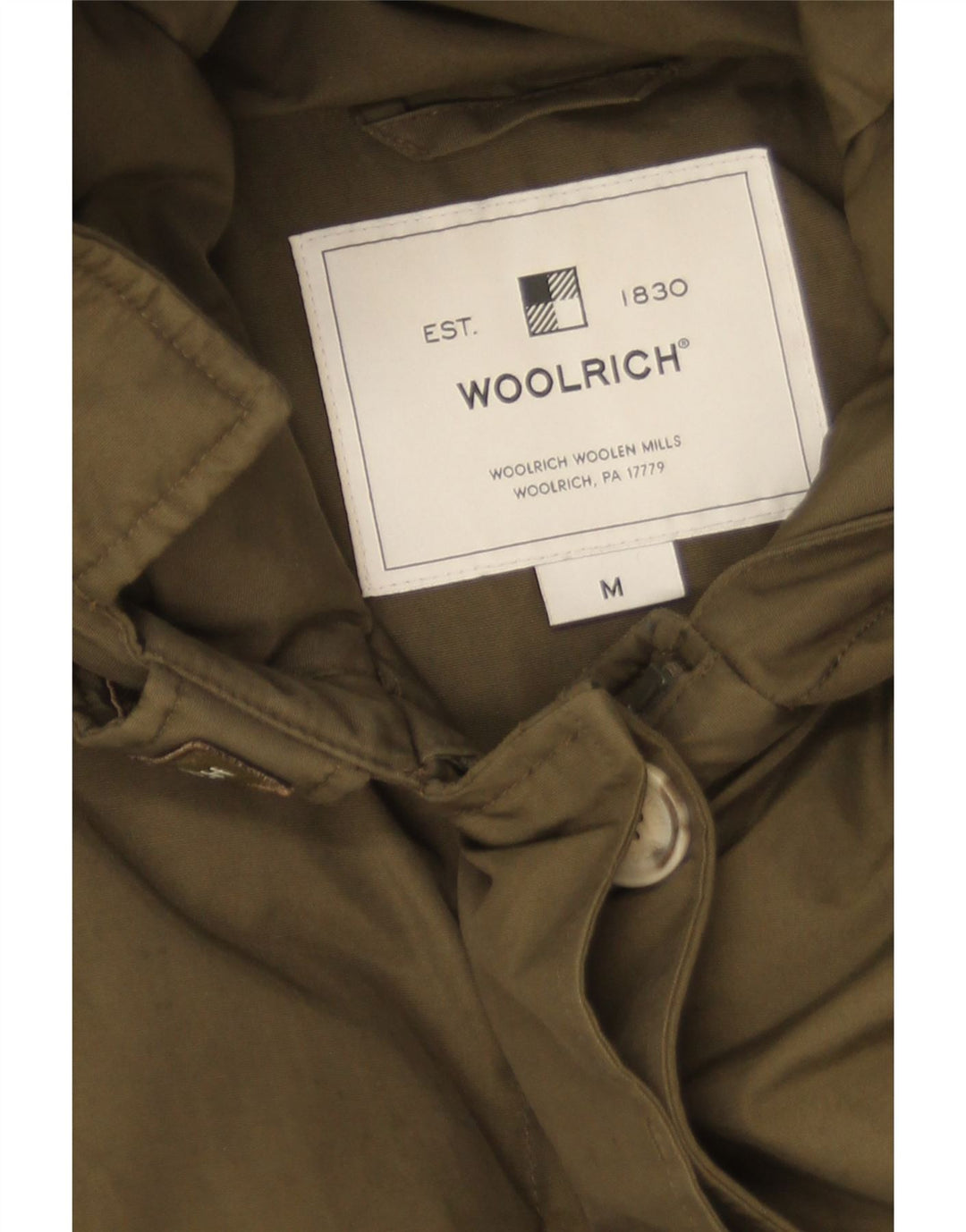 Giacca Parka con cappuccio da donna Woolrich UK 14 cotone kaki medio