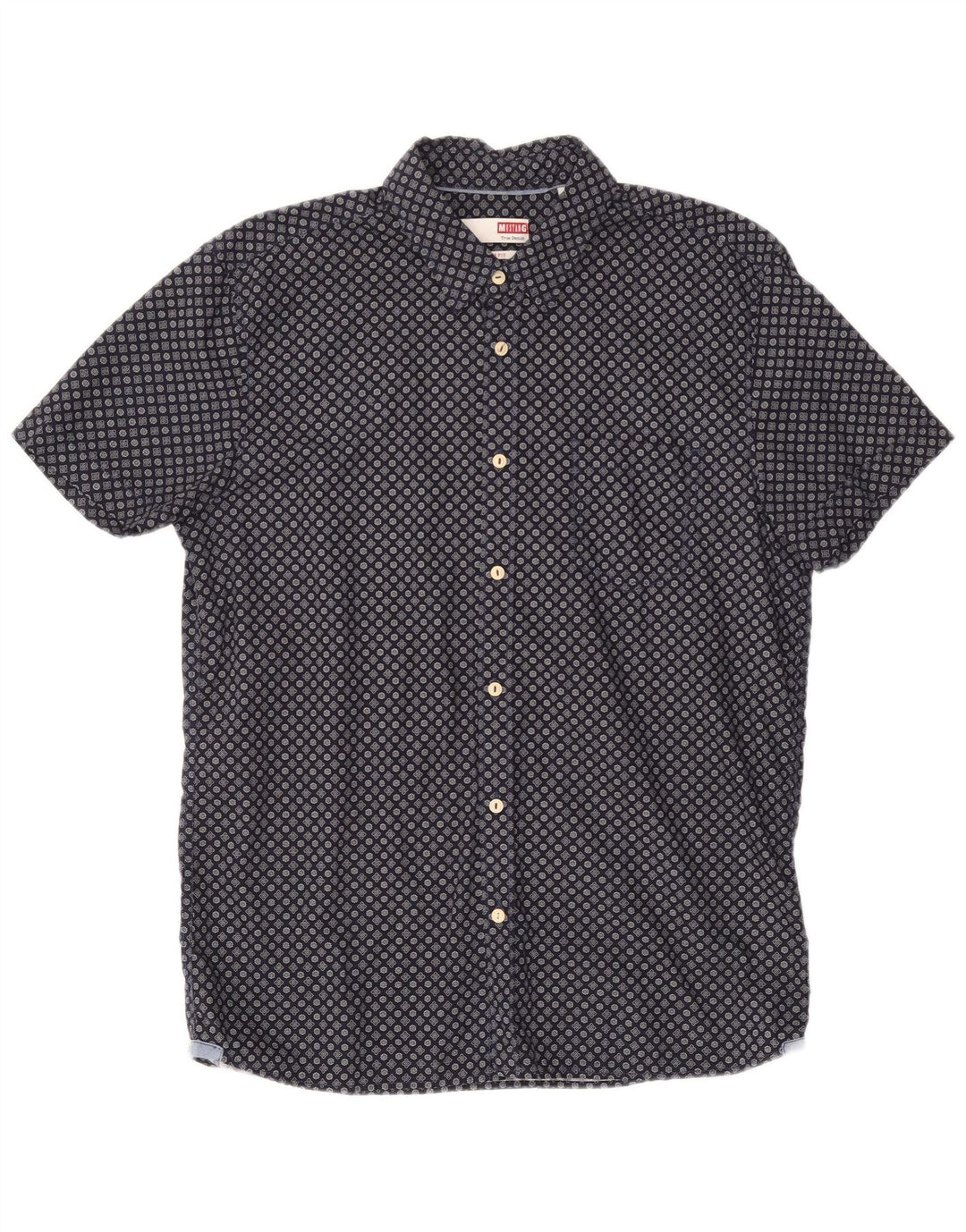 Mustang Camicia da uomo a maniche corte slim fit grande cotone floreale blu navy