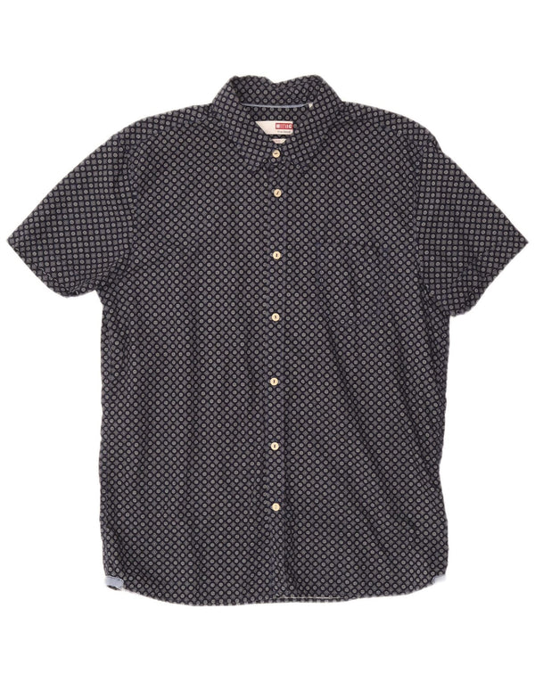 Mustang Camicia da uomo a maniche corte slim fit grande cotone floreale blu navy