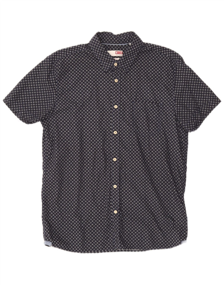 Mustang Camicia da uomo a maniche corte slim fit grande cotone floreale blu navy