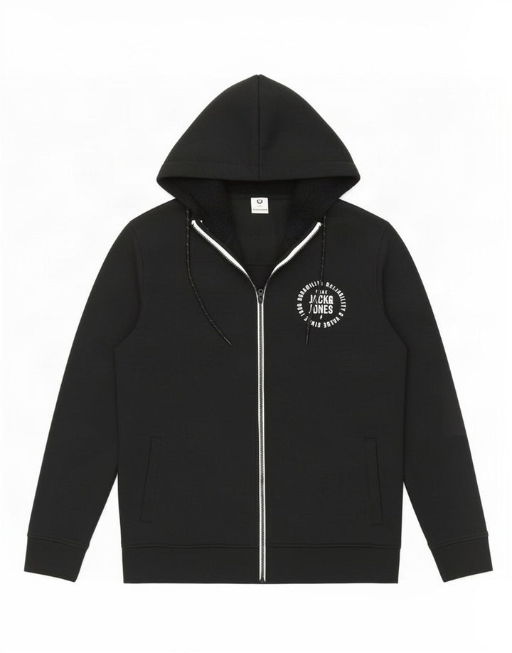 Felpa con cappuccio e zip da uomo Jack & Jones XL poliestere nero