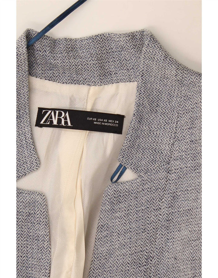 Giacca blazer lunga da donna Zara UK 4 XS blu Chevron Modern