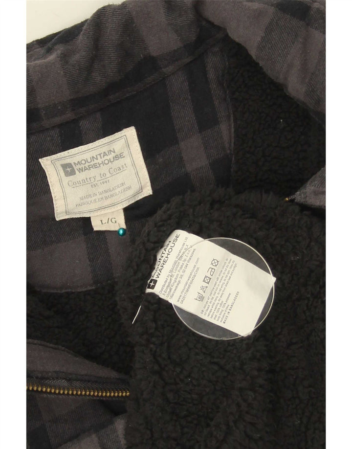Mountain Warehouse Camicia da uomo in flanella da boscaiolo, cotone a quadri grigi grandi