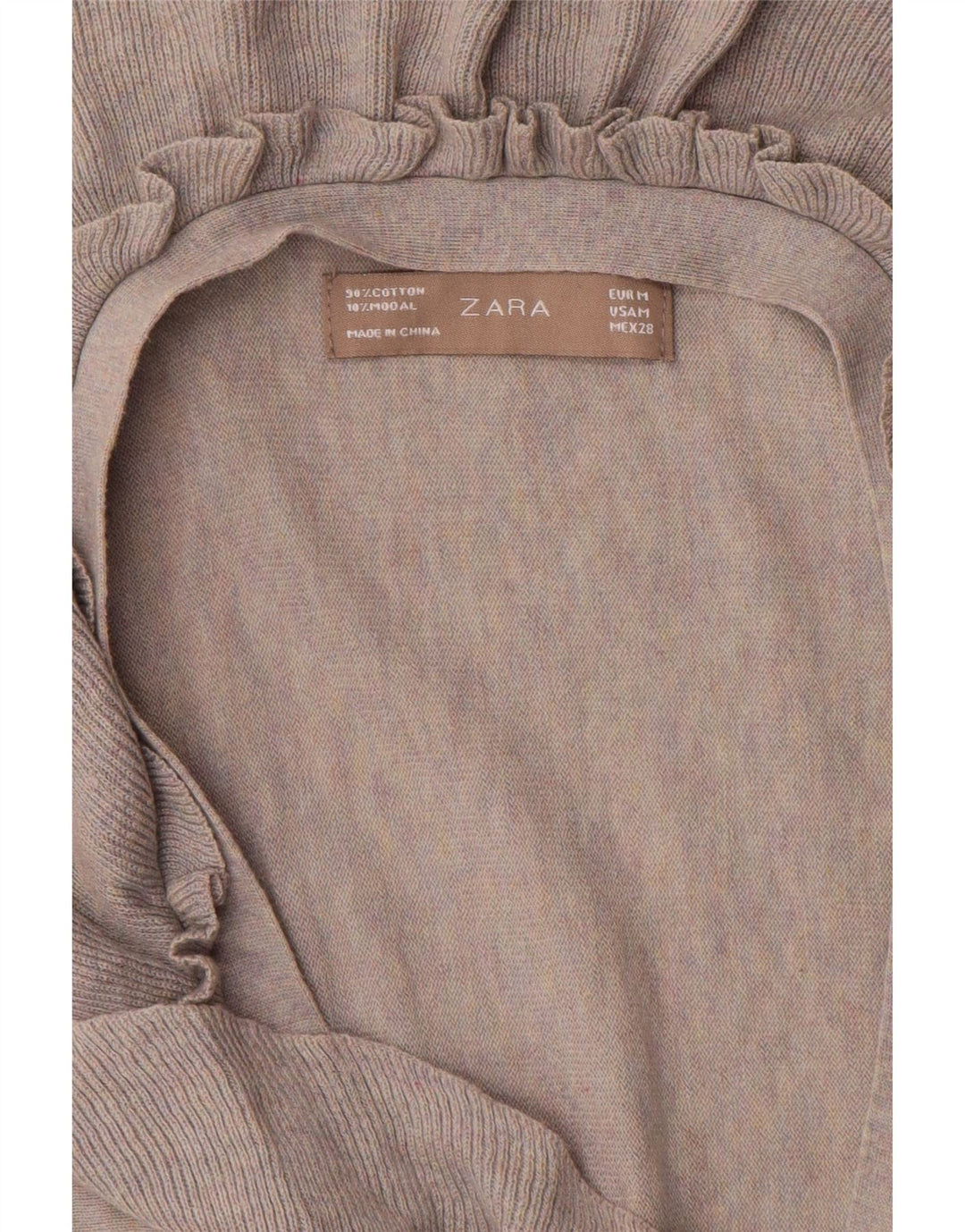 Top cardigan frontale con volant oversize da donna Zara UK 14 Grigio medio