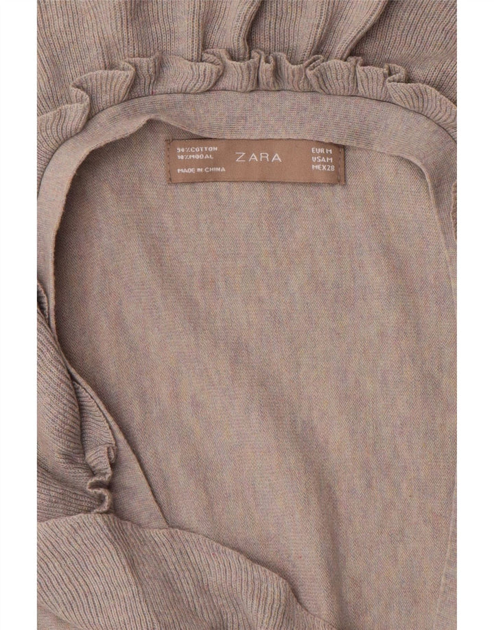 Top cardigan frontale con volant oversize da donna Zara UK 14 Grigio medio