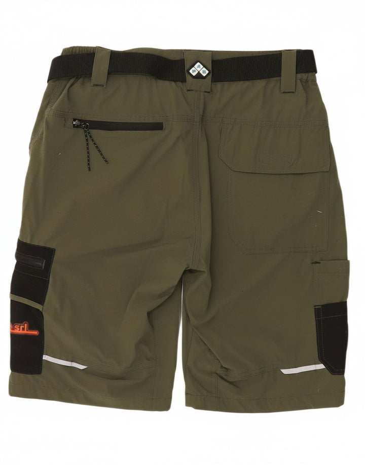 Pantaloncini cargo grafici vintage da uomo grandi W34 color block kaki