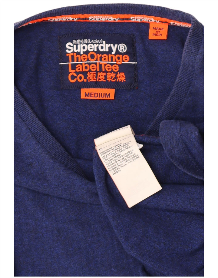 Top da uomo Superdry a maniche lunghe in cotone screziato blu medio