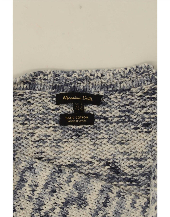 Maglione maglione da donna con scollo a V Massimo Dutti UK 10 piccolo blu screziato