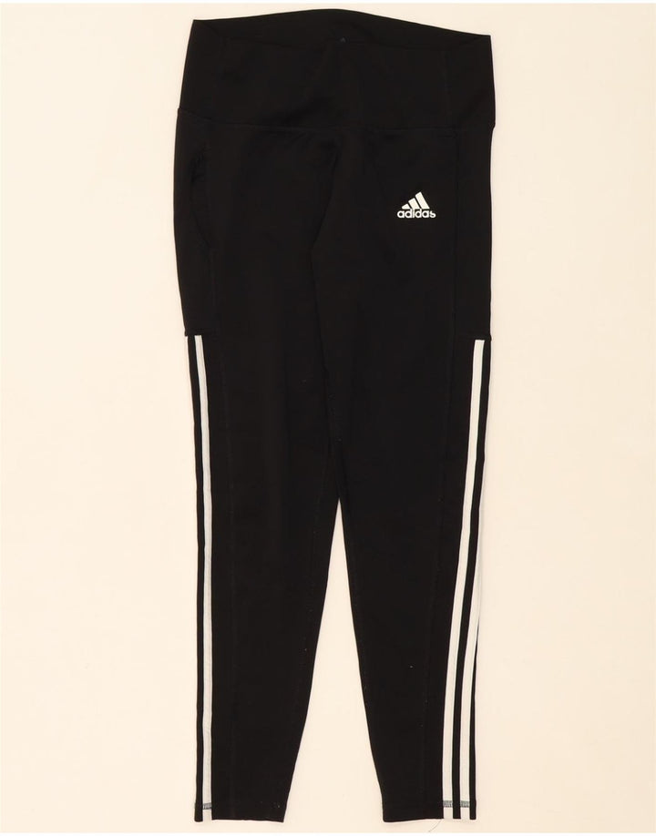 ADIDAS Womens Aeroready Crop Leggings UK 12/14 Medium Black Polyester Vintage Adidas and Second-Hand Adidas from Messina Hembry 
