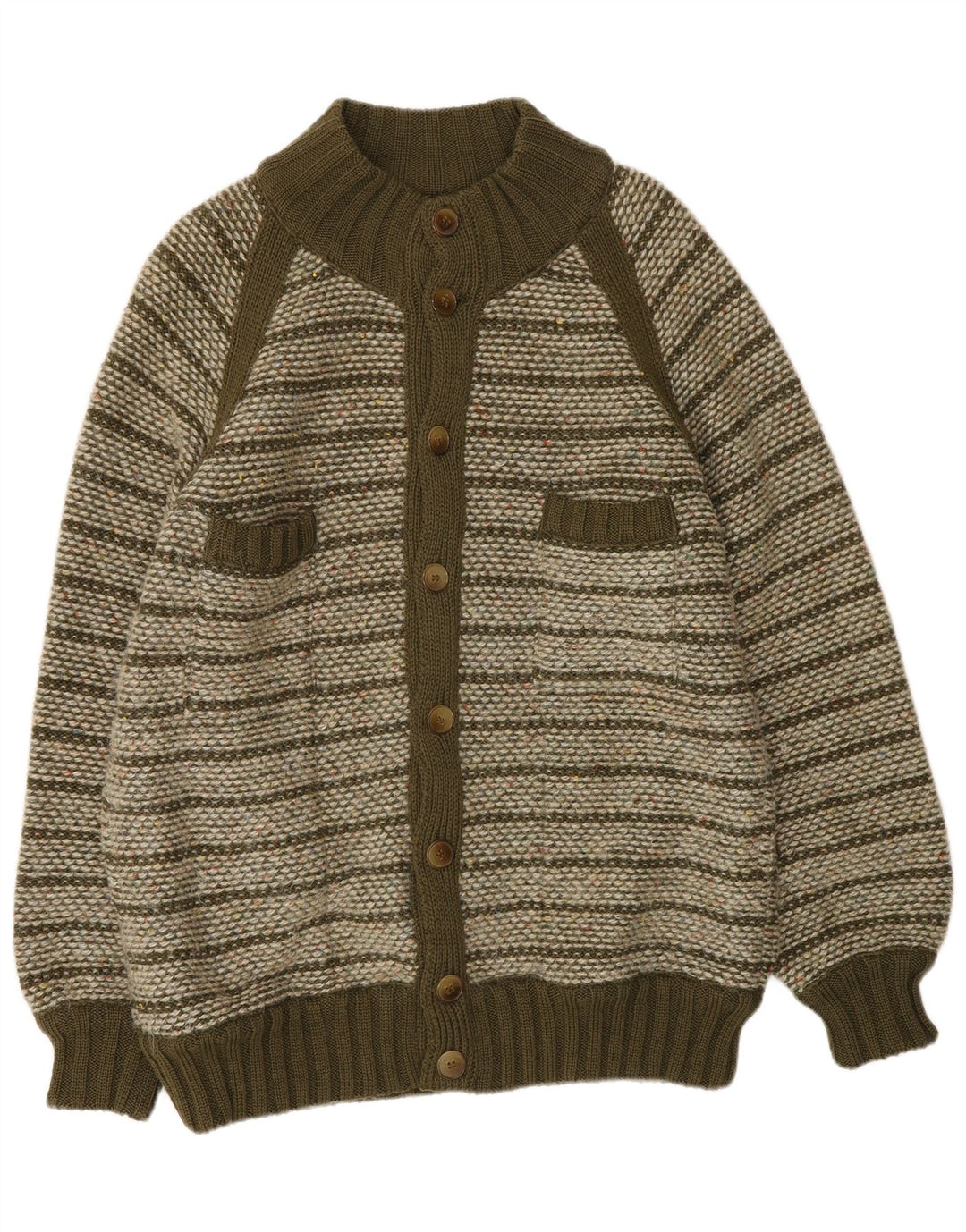 Missoni Maglione cardigan da uomo in lana a righe kaki medie