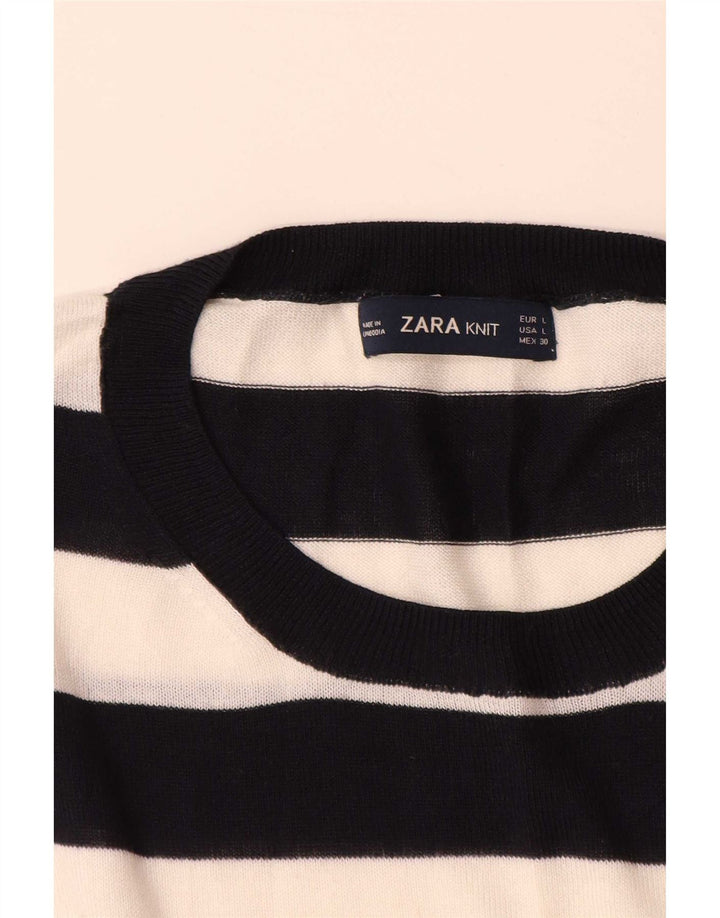 Maglione maglione girocollo da donna Zara UK 16 grandi righe multicolori