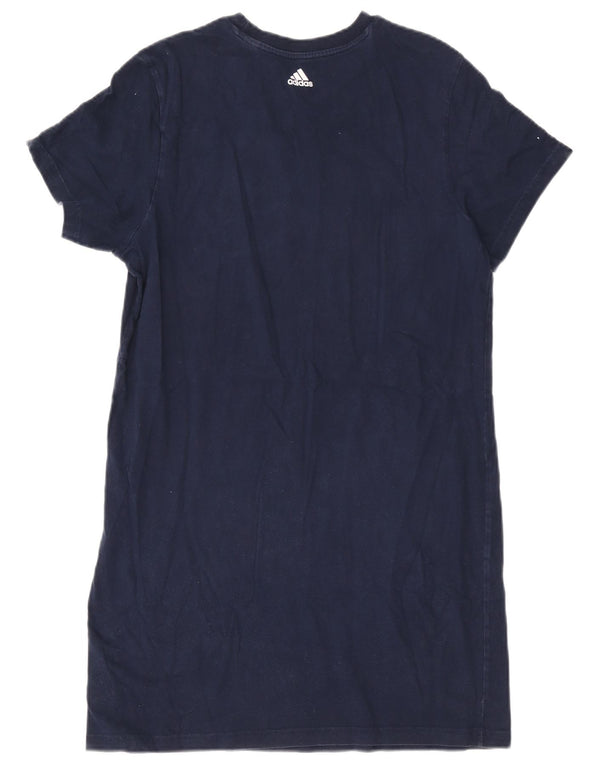 Abito t-shirt grafica Adidas da donna USA UK 12/14 cotone blu navy medio